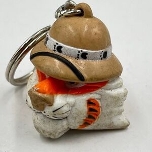 Vintage 1997 Exxon Tiger Safari Pith Hat Keychain Collectible Jungle Animal Toy